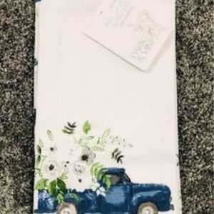 New Park & Vine Set of 2 Kitchen Dish Towels Bloom & Grow Farmhouse Blue Truck
